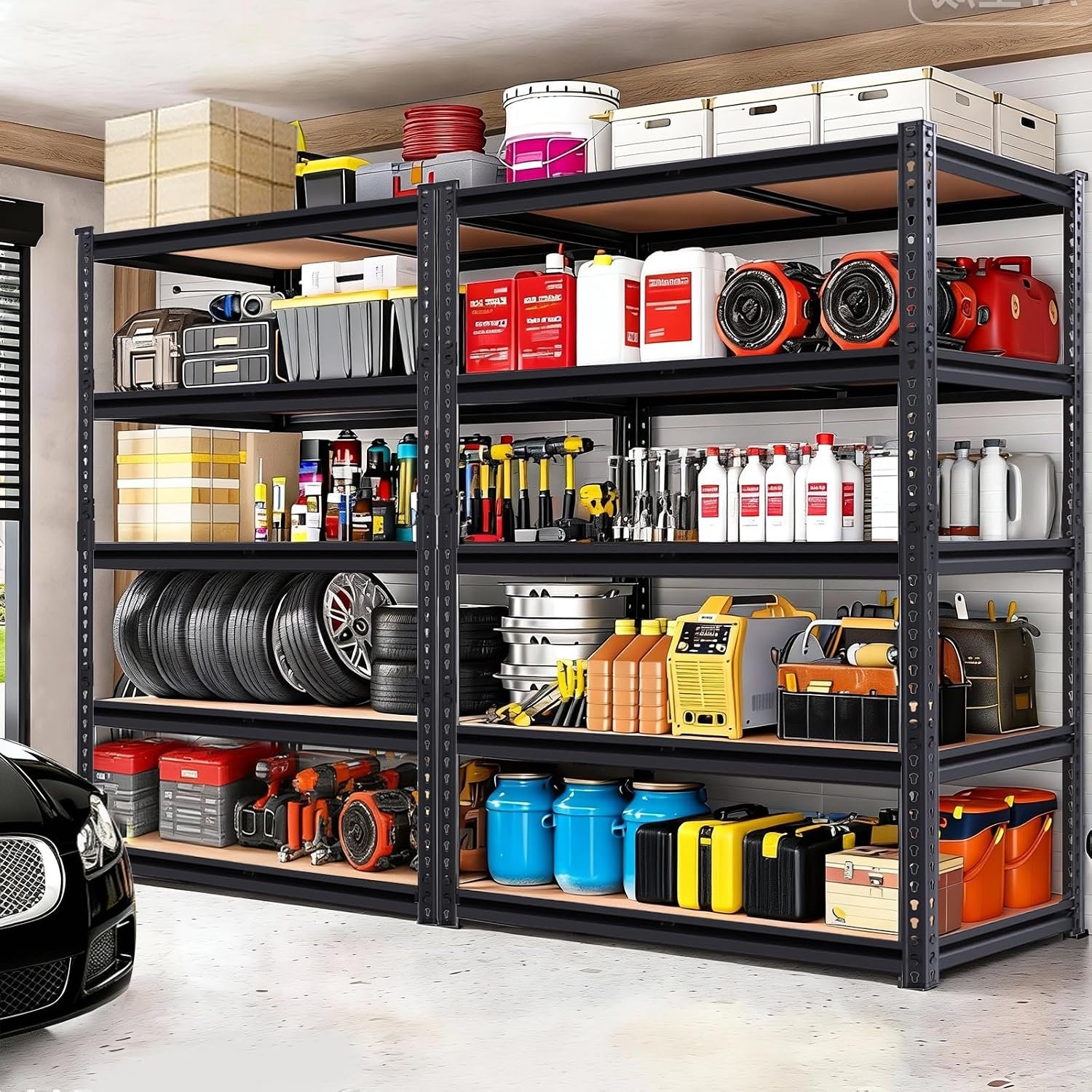 72" H Storage Shelves,Storage Shelves Heavy Duty,2400LBS Metal Shelving Units,Adjustable Garage Shelving Heavy Duty for Garage Storage,Warehouse,16"x35.5"x72 - Image 2