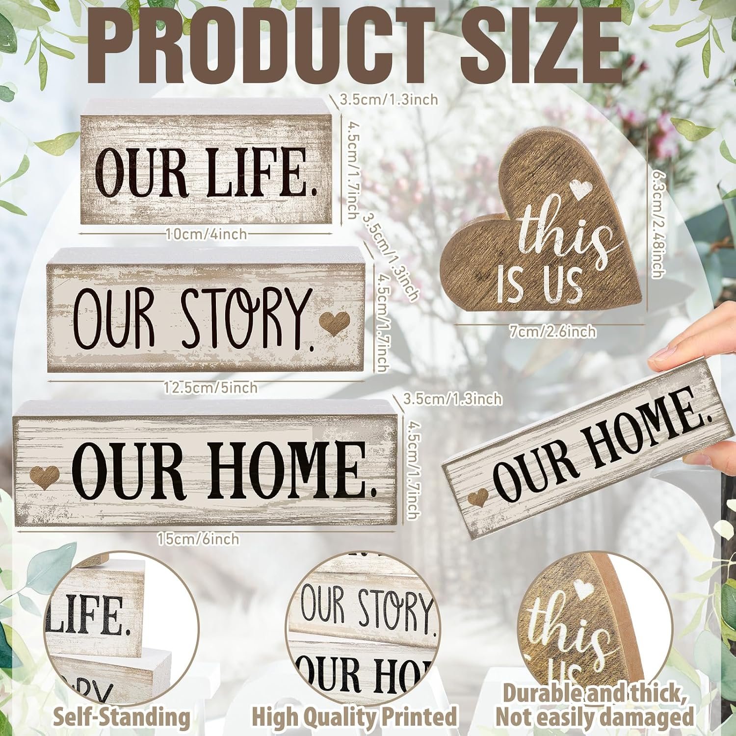 Conelist 4 Pcs Farmhouse Table Decoration, Home Sweet Home Heart Decor - Image 3
