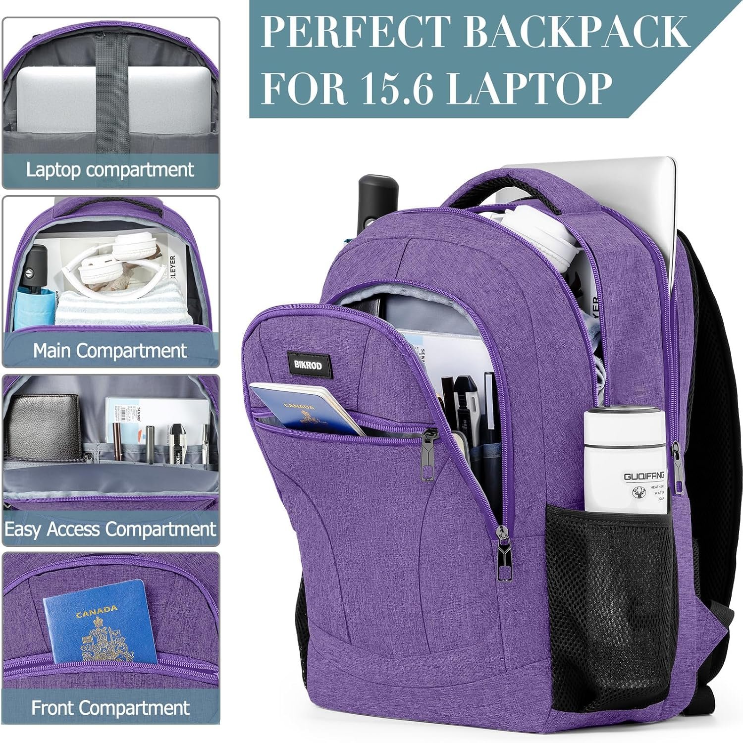 BIKROD Backpack for Girls Women, School Backpack for Teen Boys, Lightweight Casual High School Bookbag, Daily-use Travel Laptop Backpack Fits 15.6 Inch Notebook - Image 2