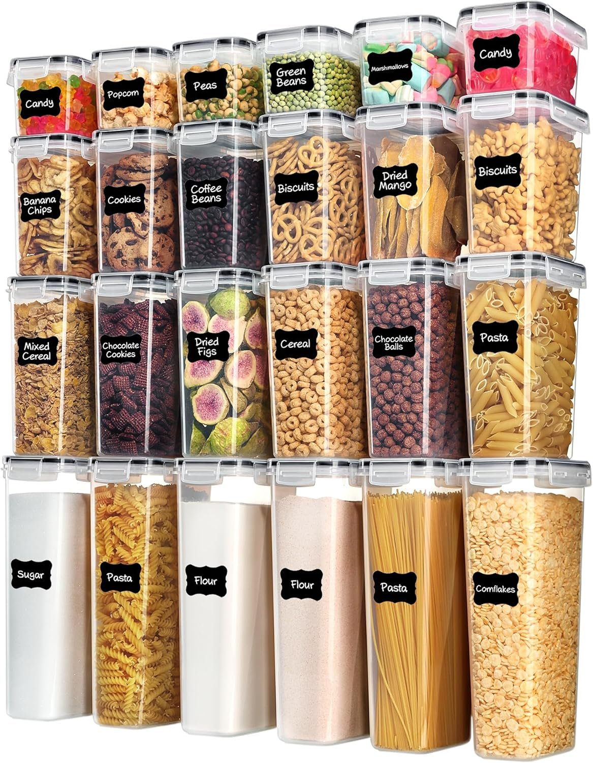 Vtopmart Airtight Food Storage Containers with Lids, 24 pcs, Black