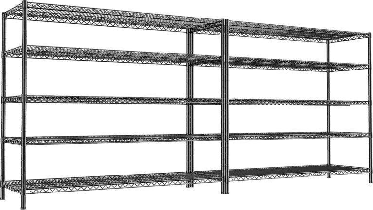REIBII 55.5" W Storage Shelves 3200LBS Wire Shelving Unit 5 Tier Metal Shelving Garage Shelving 2PCS Heavy Duty Metal Shelves for Storage Rack Commercial Adjustable Pantry Shelf