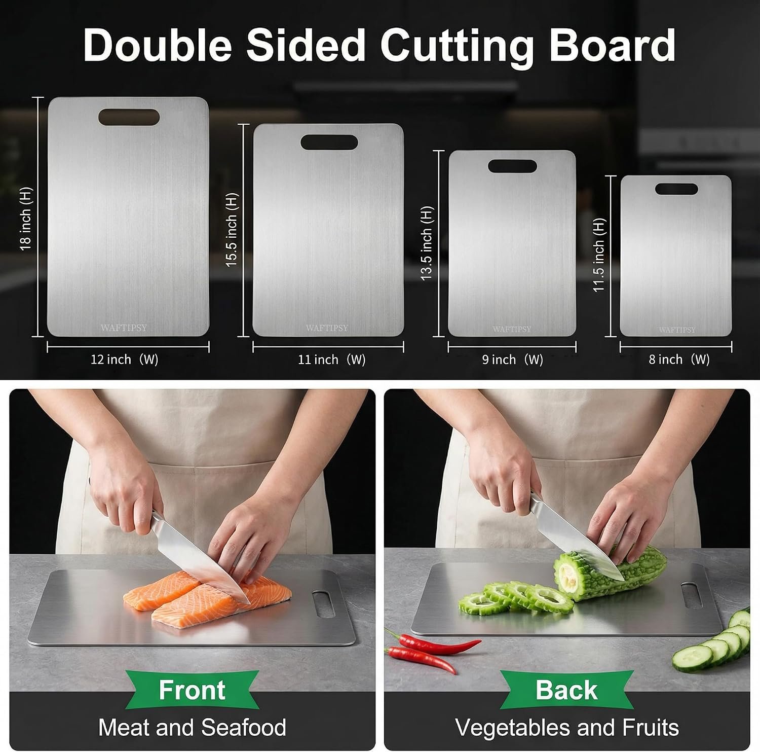 Katori Titanium Cutting Board for Kitchen,100% Pure Titanium Cutting Boards,Double Sided Non Toxic Titanware Chopping Board for Cutting Meat Vegetable Fruit,Dishwasher Safe(XL:15.35L*11.02W) - Image 6