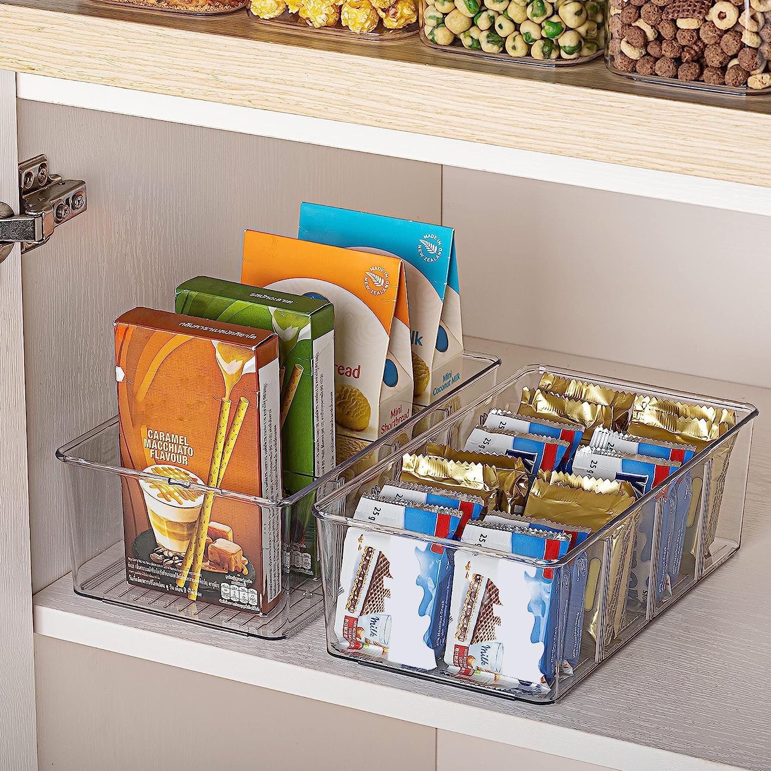 Vtopmart 8 Pack Food Storage Organizer Bins, Clear Plastic, 4 Compartments - Image 6