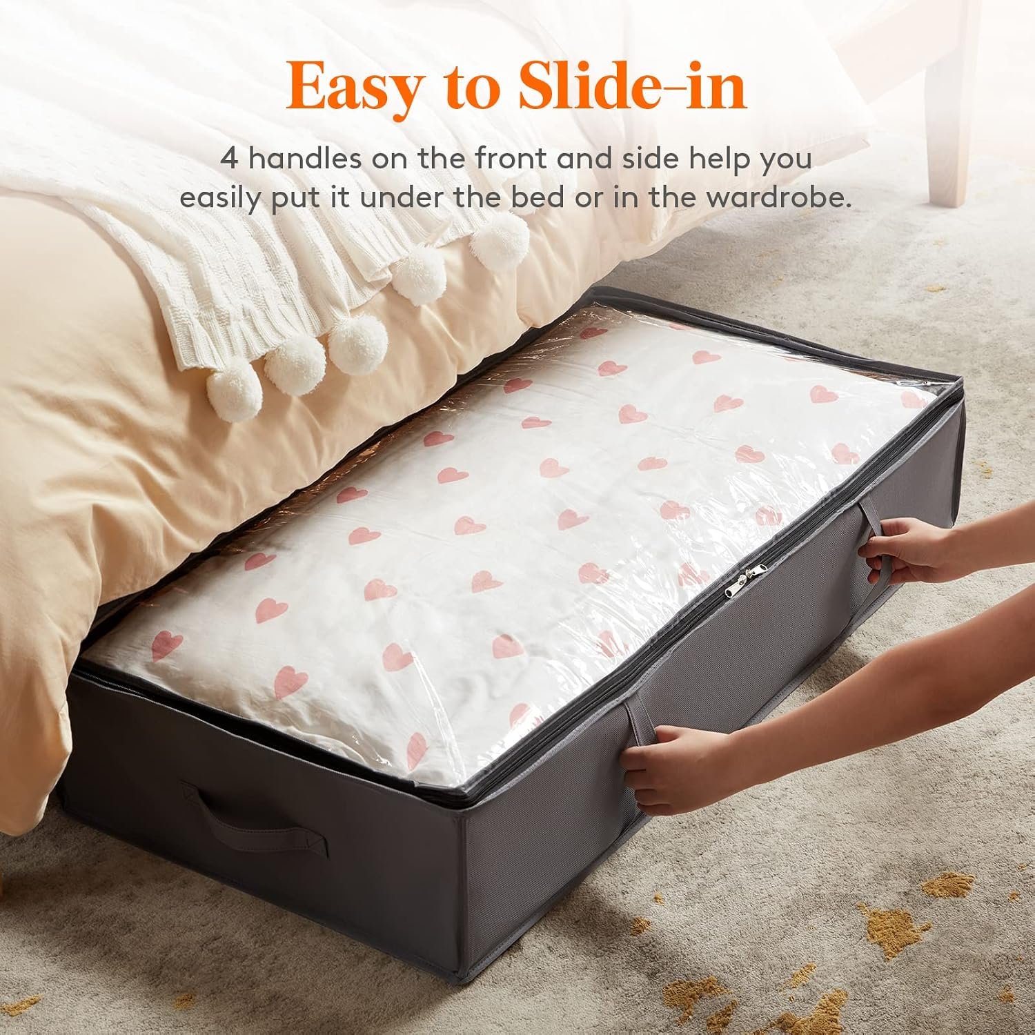 Lifewit 95L 4 Pack Under Bed Storage Containers, Large Capacity Blanket Storage Bags with Reinforced Handle, Organization and Storage for Comforters, Sheets, Clothes, Bedroom, College Dorm, Grey - Image 3