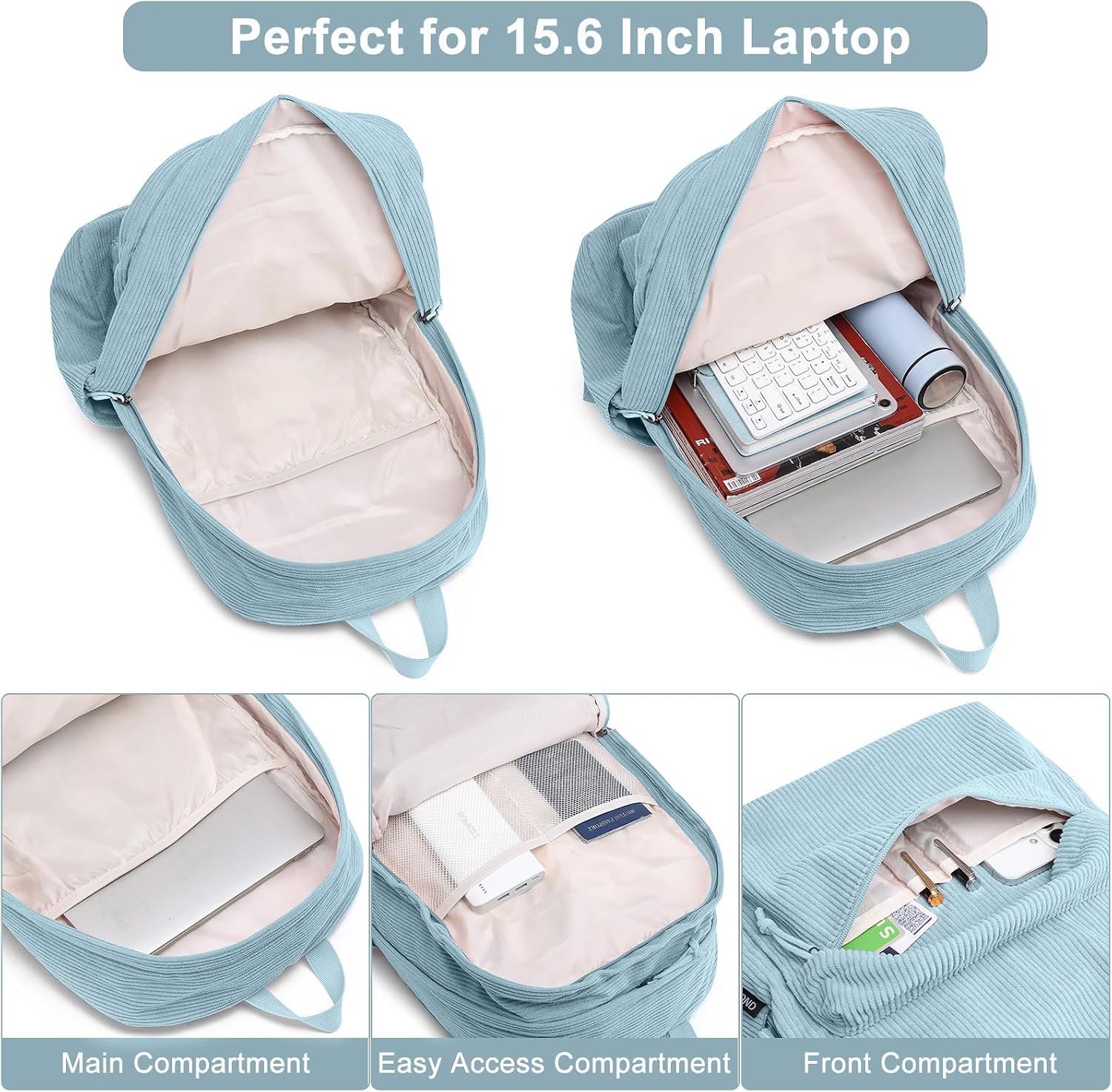 ZUBOND Backpack for School Girls and Boys, Lightweight School Bookbag for Teens College Students Women & Men, Cute Large Laptop Backpack Fits 15.6 Inch Notebook - Image 2