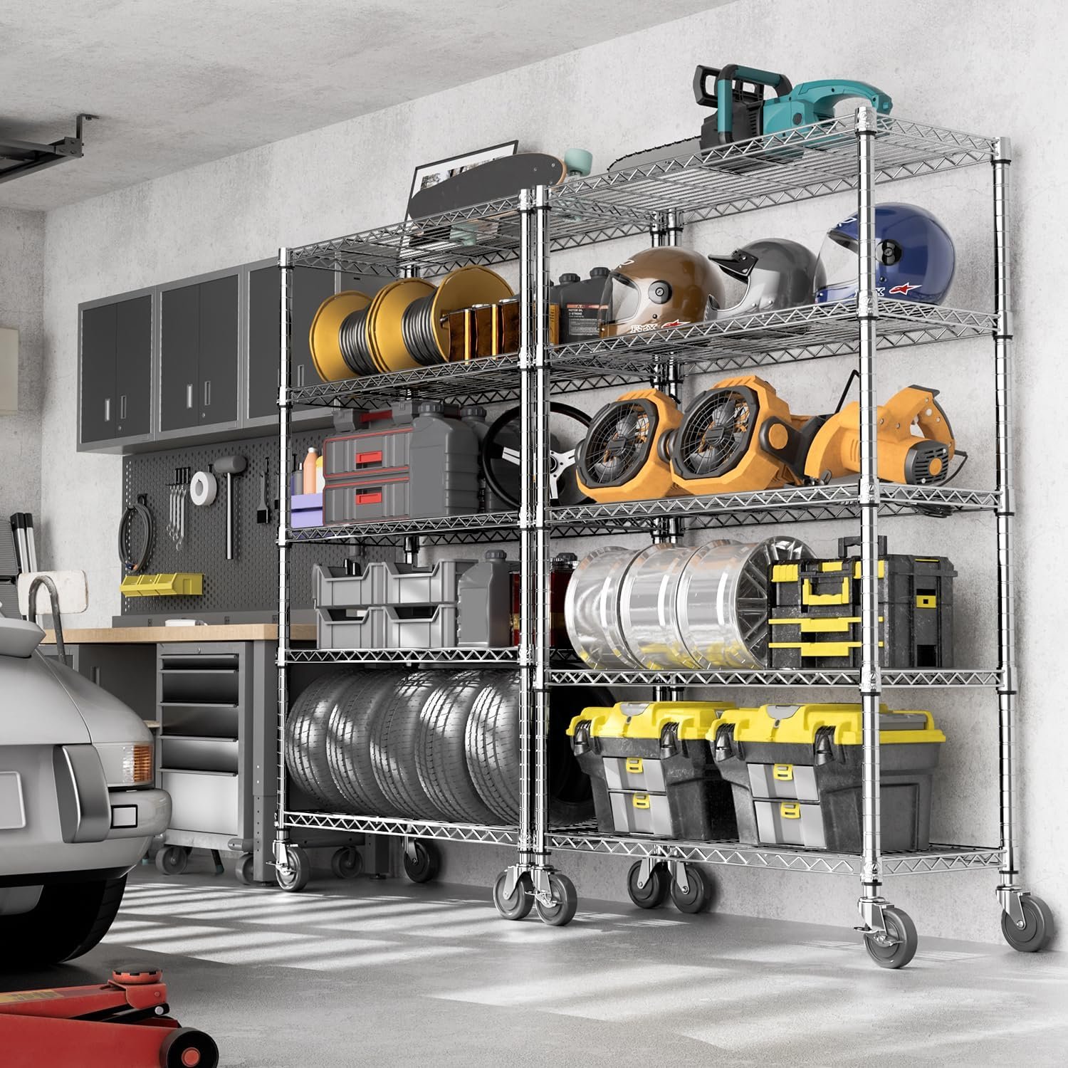 M MZG 5-Shelf Storage Shelves,Wire Shelving Heavy Duty Metal Storage Shelving Unit Adjustable Garage Shelving Rack Pantry Kitchen (Chrome, 5 Tier,17.7" D x 47.2" W x 76.7" H) - Image 6