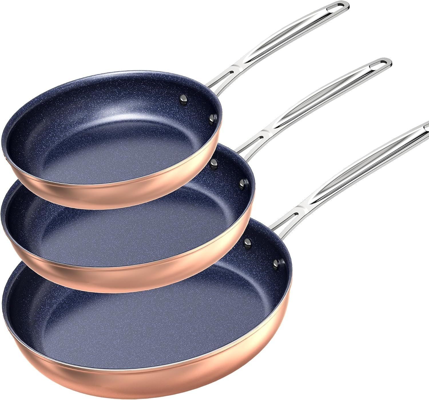 Nuwave 3-Piece Fry Pan Set, 8”, 10”, 12” Forged Lightweight