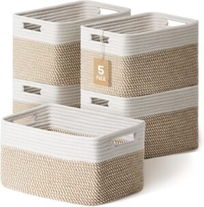 5 Pack Woven Storage Baskets, Decor...