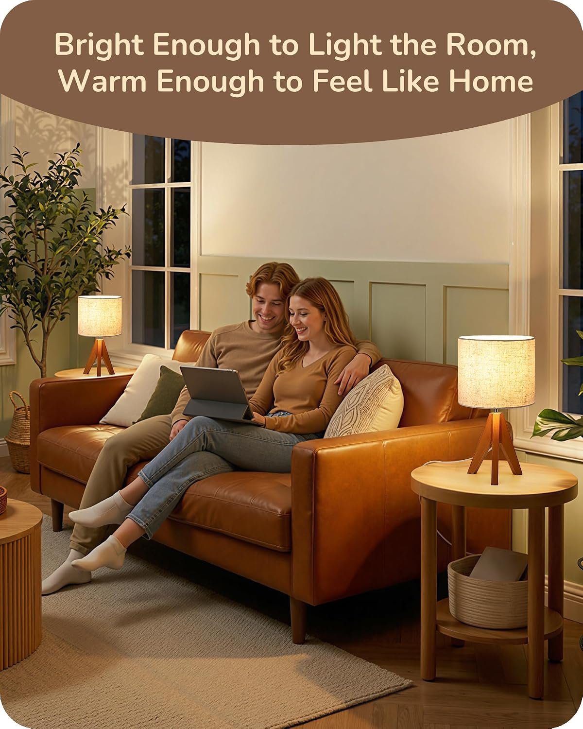 EDISHINE Tripod Table Lamp, Small Cute Bedside Lamp, 14.2 Inch, E26 Base - Image 7