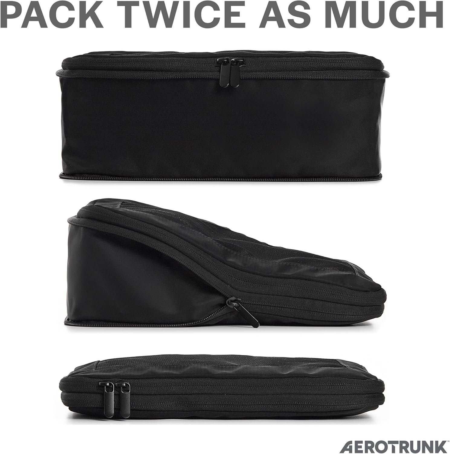 Aerotrunk Compression Packing Cubes for Travel, 6-Pack, Black - Image 2