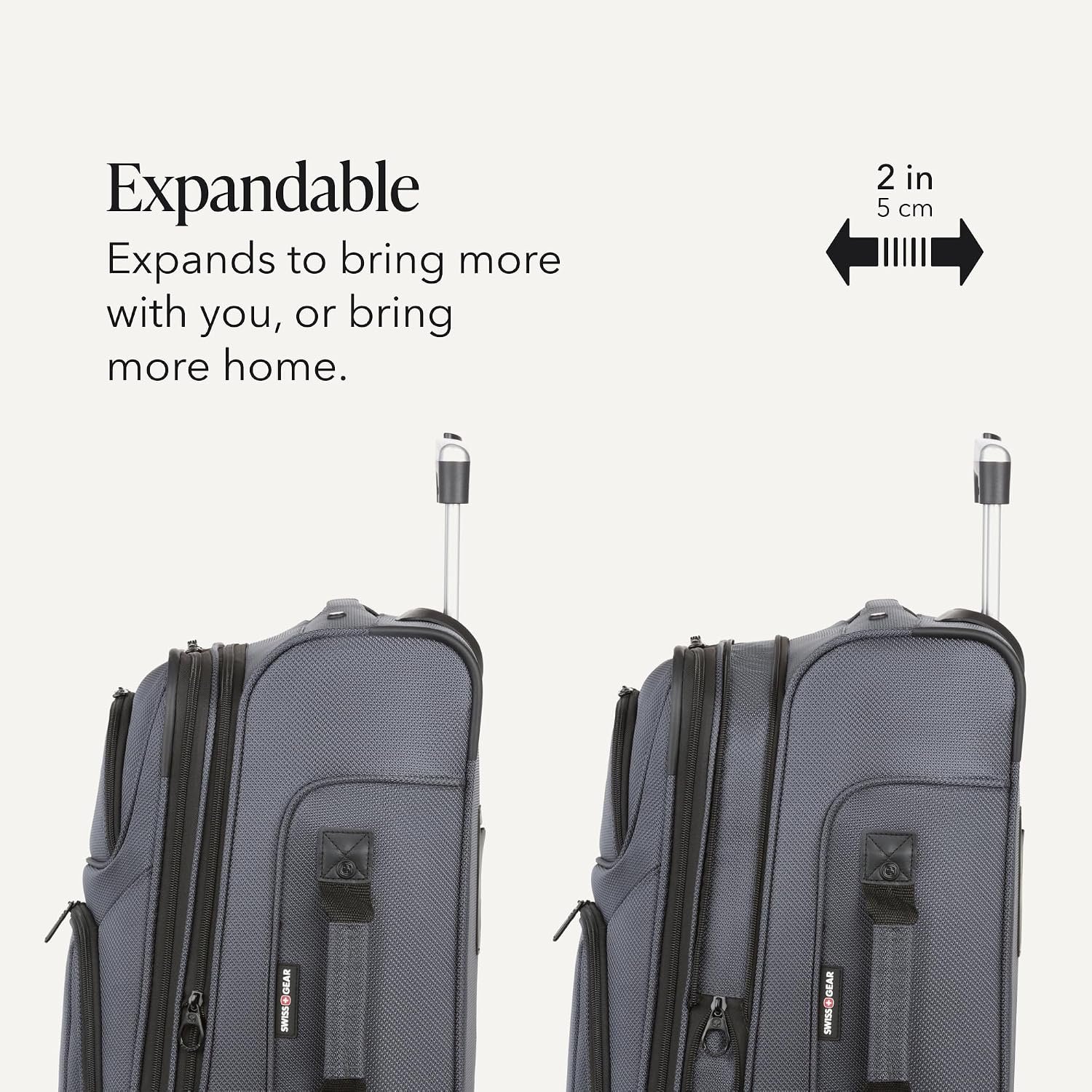 SWISSGEAR Sion Carry-On Spinner Luggage, Softside Expandable, Lightweight Suitcase, Dark Grey, 22.75-Inch - Image 4