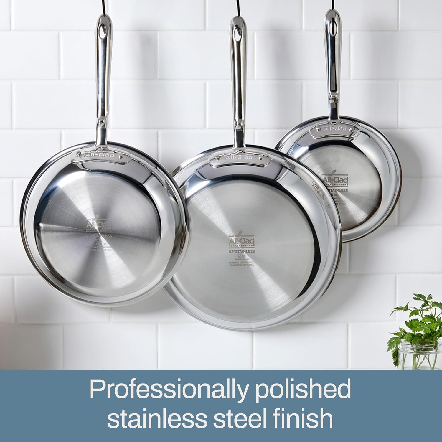 All-Clad D3® Stainless Steel 10 Piece Cookware Set- Made in USA- Includes Frying Pans, Saucepan, Sautépan, Stockpot - Professional Grade -Oven Safe & Induction Compatible - Image 8