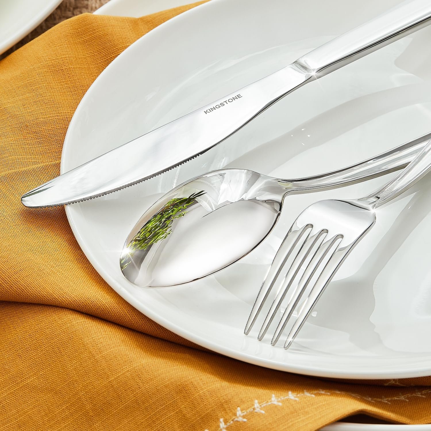 Silverware Set for 8, 40 Piece Heavy Duty 18/10 Stainless Steel Flatware Set, Mirror Polished Cutlery Set with Knives Forks Spoons, Dishwasher Safe Eating Utensils for Home Kitchen Wedding - Image 5
