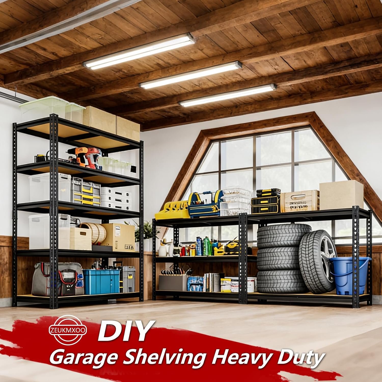 72" H Storage Shelves,Storage Shelves Heavy Duty,2400LBS Metal Shelving Units,Adjustable Garage Shelving Heavy Duty for Garage Storage,Warehouse,16"x35.5"x72 - Image 7