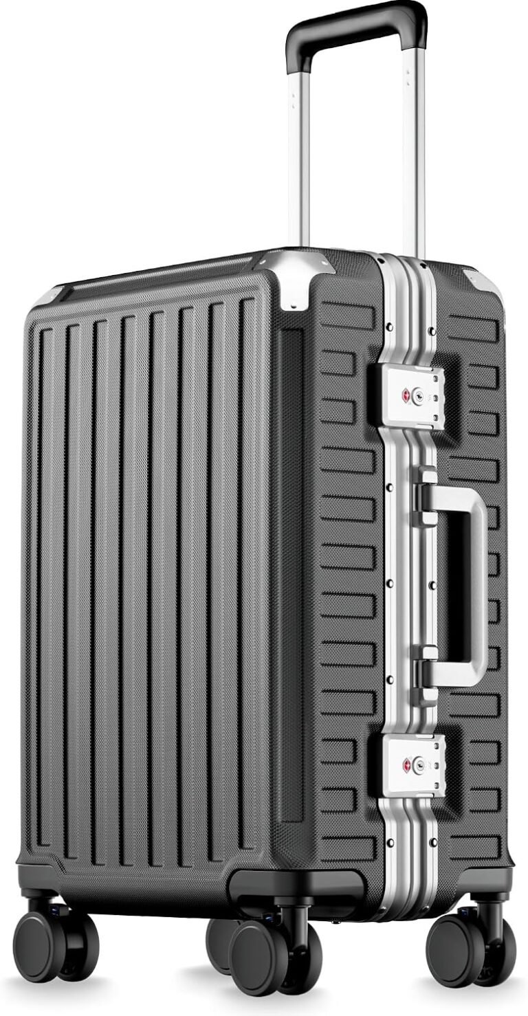 LUGGEX 20 Inch Zipperless Carry On Luggage, Charcoal Metallic