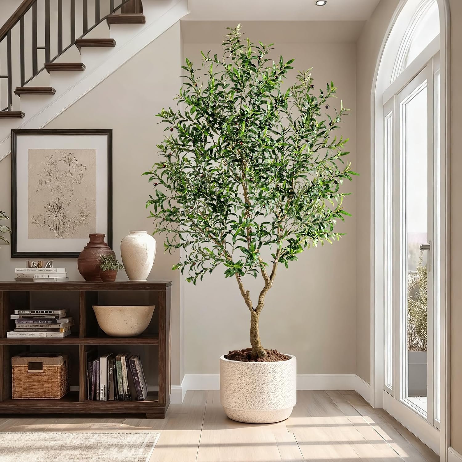 Large Faux Olive Tree Tall Artificial Trees with Pot Indoor Outdoor Realistic Floor Fake plantas for Home Living Room Bedroom Office Porch Outside Patio arboles para decoracion Housewarming Gift - Image 7