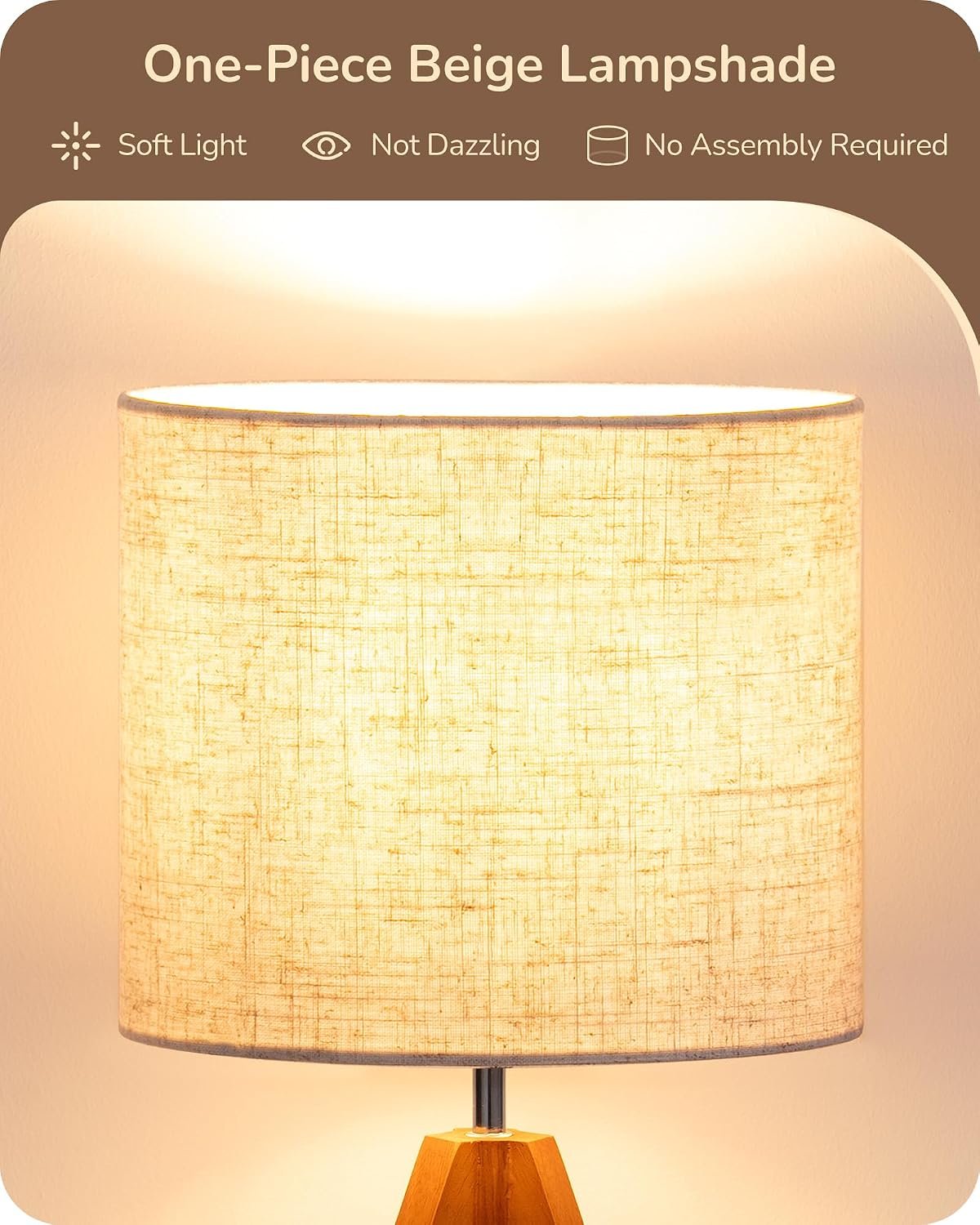 EDISHINE Tripod Table Lamp, Small Cute Bedside Lamp, 14.2 Inch, E26 Base - Image 3