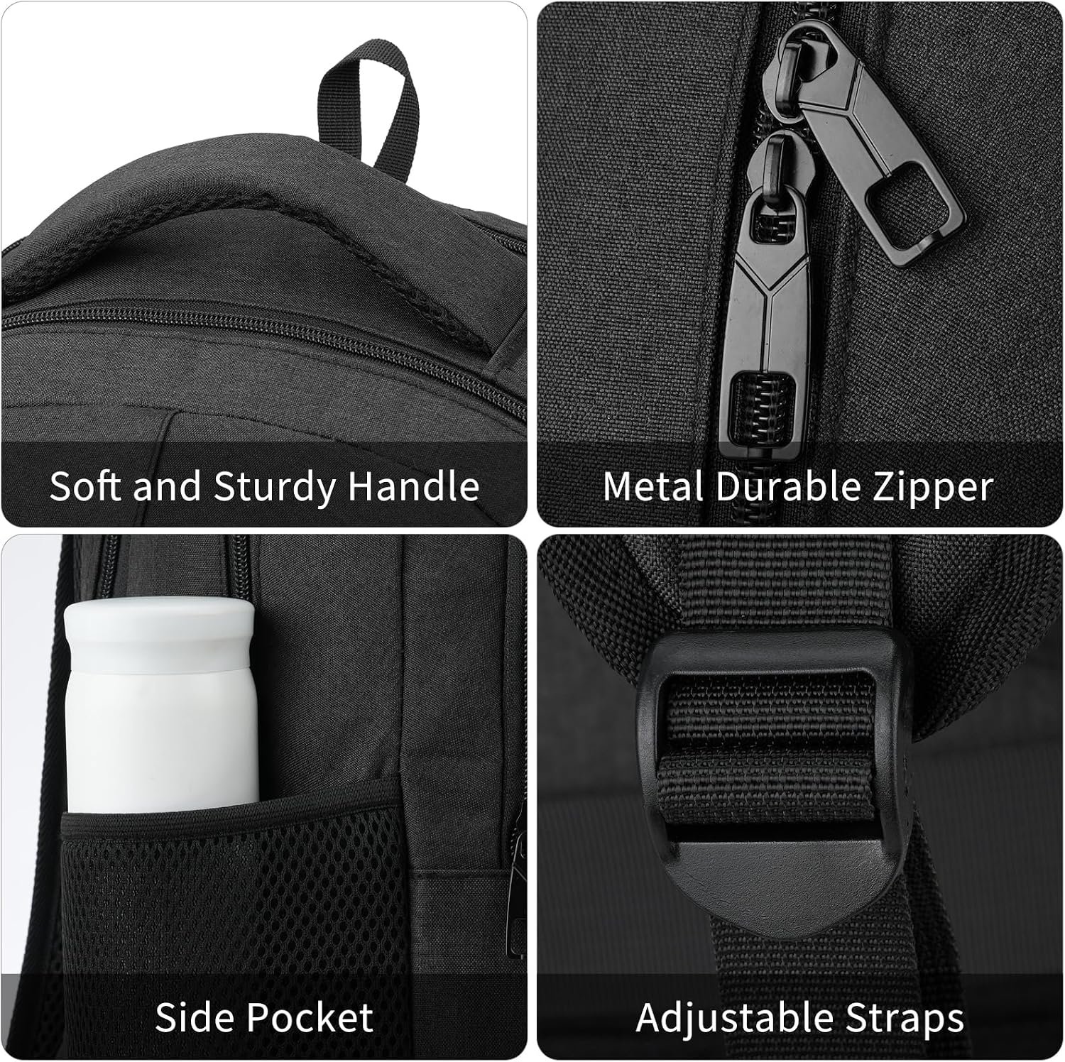 BIKROD Backpack for Men and Women, Backpacks for School Teen Boys, Colleges Water Resistant Back Pack with USB Charging Port, Sturdy Computer Bag Gifts Fits 15.6 Inch Laptop, Black - Image 3