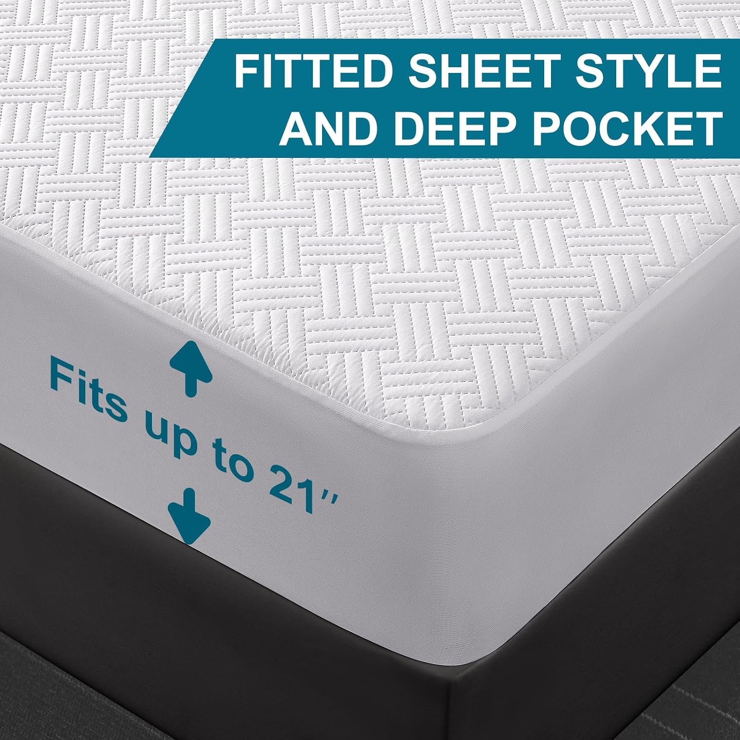 Waterproof Queen Size Mattress Protector with Deep Pockets, White - Image 6