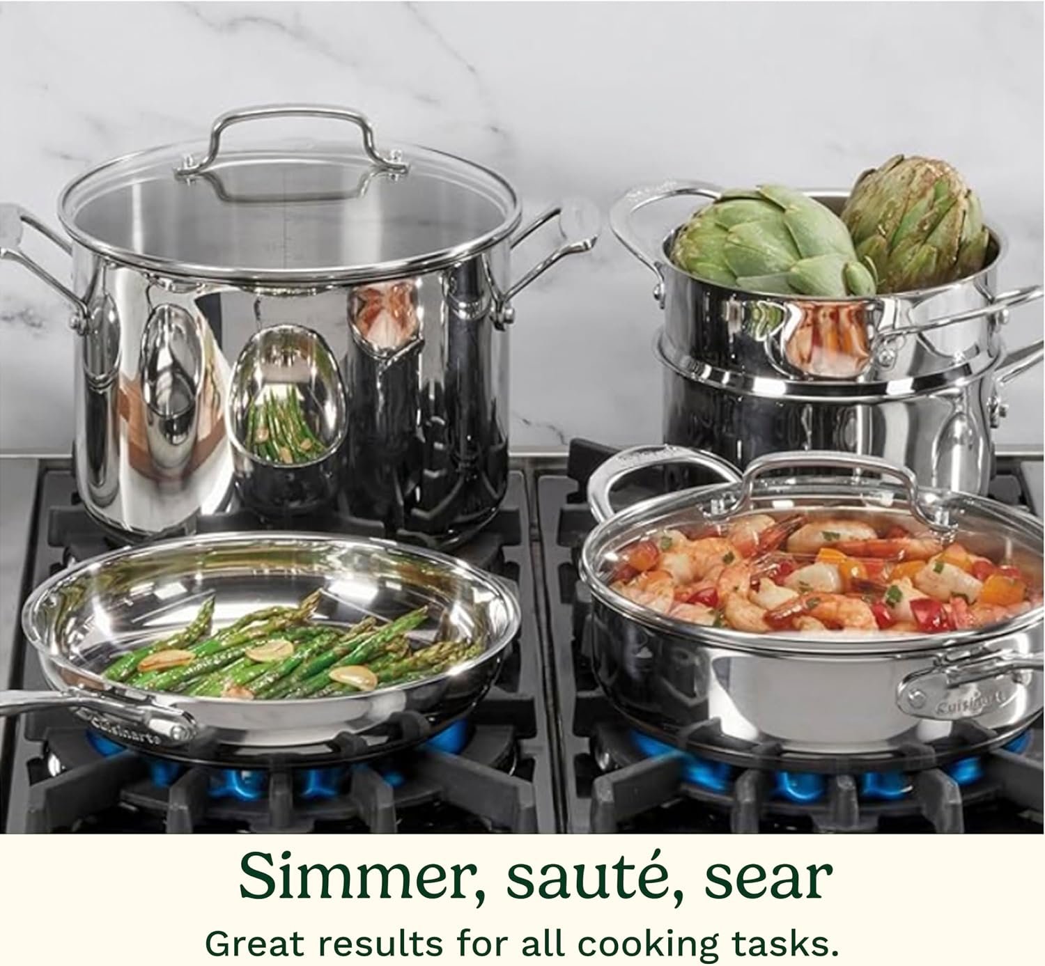 Cuisinart Chef’s Classic 11-Piece Stainless Steel Pots and Pans Set, Cookware Set Compatible with Induction, Electric, Gas Cooktops, Aluminum Core for Even Heat, Cool Grip Handles, Dishwasher Safe - Image 7