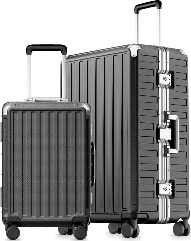 LUGGEX 2-Piece Zipperless Luggage Set, 20/28 Inch, Charcoal Metallic