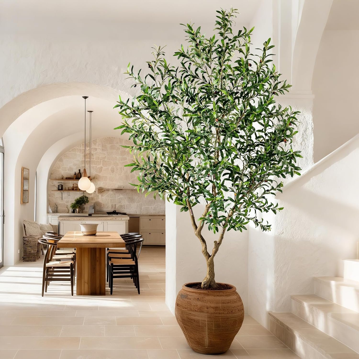 Large Faux Olive Tree Tall Artificial Trees with Pot Indoor Outdoor Realistic Floor Fake plantas for Home Living Room Bedroom Office Porch Outside Patio arboles para decoracion Housewarming Gift - Image 9