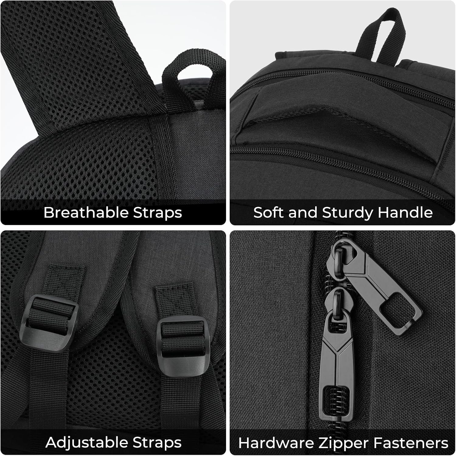 BIKROD Backpack for Men and Women, School Backpacks for Teen Boys Girls, Water Resistant Sturdy Anti Theft Travel Laptop Backpack, Black Student Bookbag Fits 15.6 Inch Laptop, Gifts - Image 3