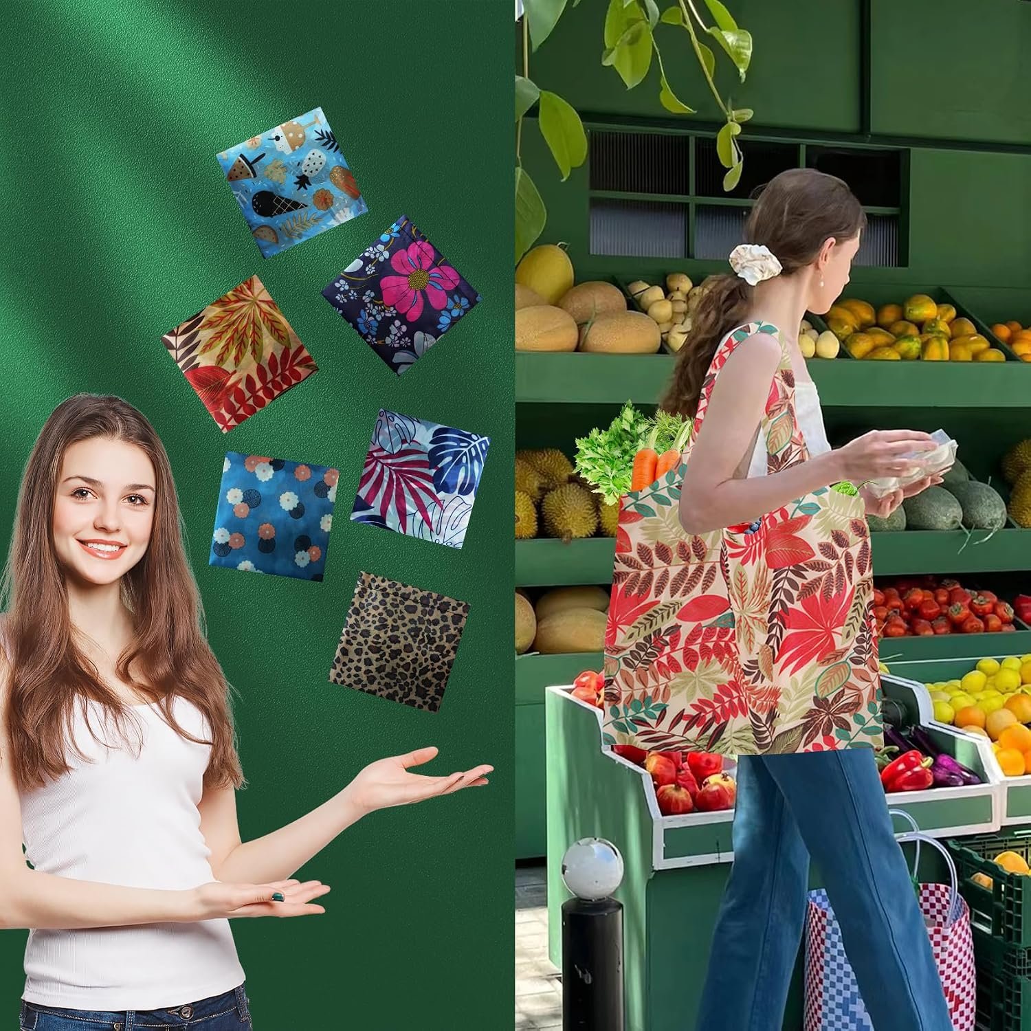 Foldable Reusable Shopping Bags,6 Pack Heavy Duty Tote for Grocery - Image 6