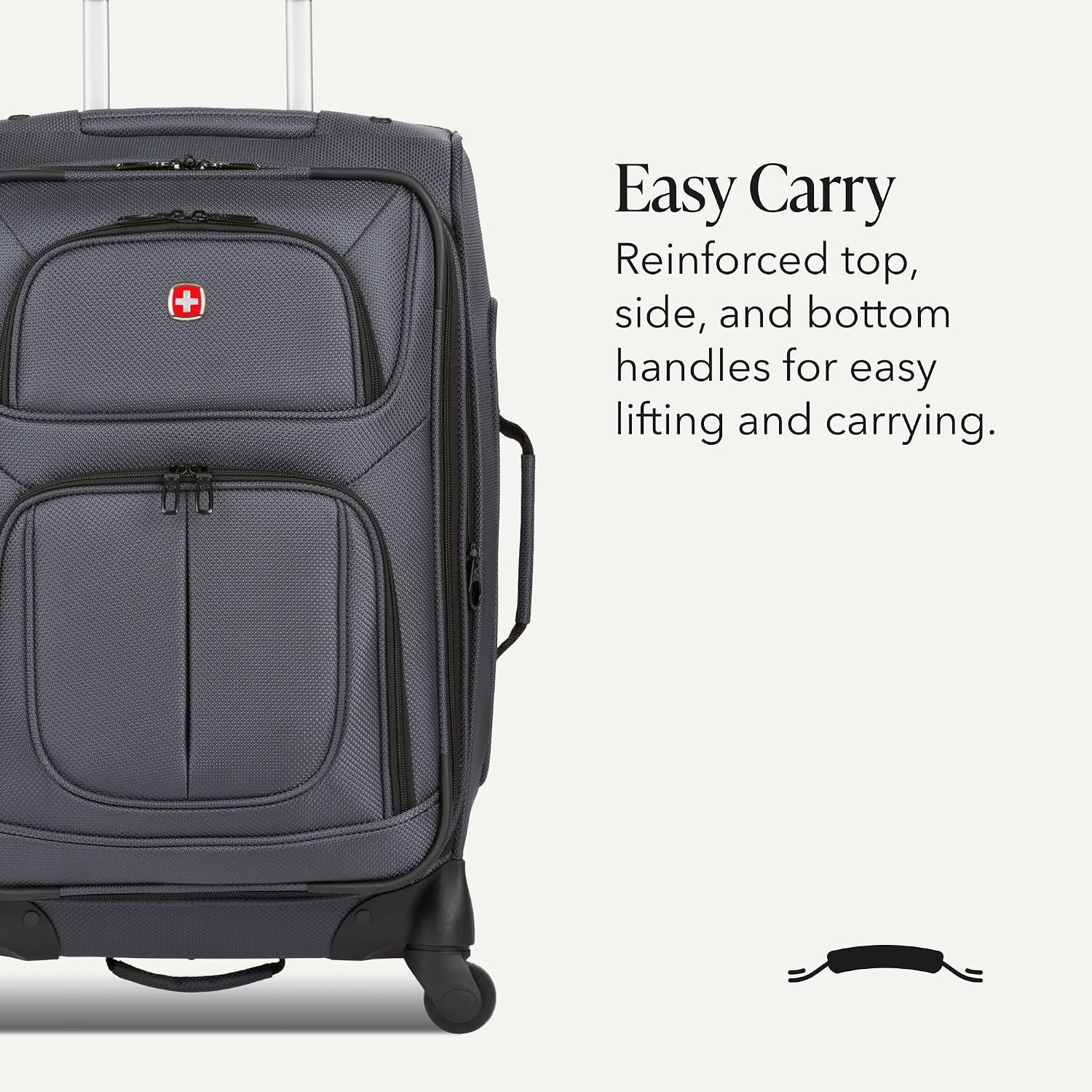 SWISSGEAR Sion Carry-On Spinner Luggage, Softside Expandable, Lightweight Suitcase, Dark Grey, 22.75-Inch - Image 5