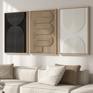 Large Framed Neutral Abstract Wall ...