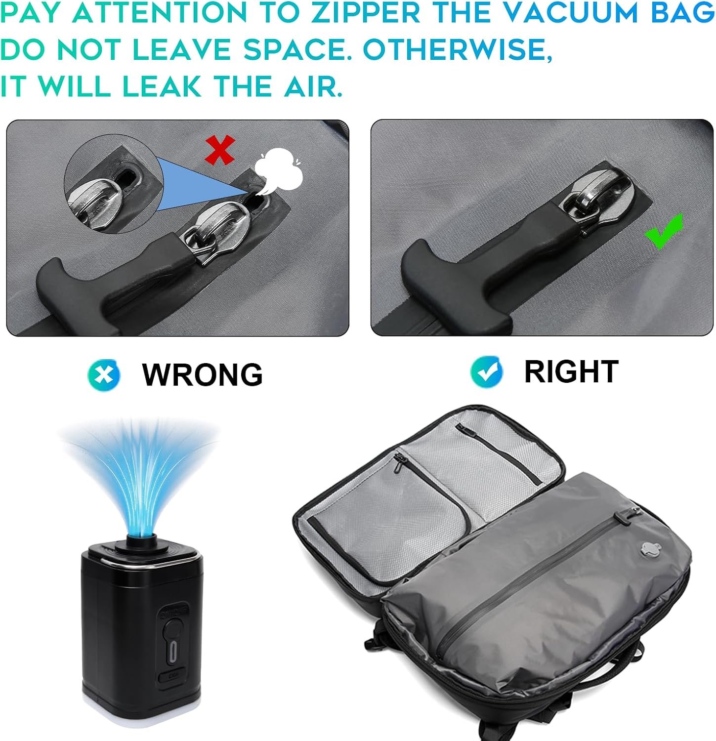 BANGE Air Vacuum Backpack with Pump,Seal Air Packing Vacuum System Compression with Anti Theft Lock, Expandable Large Capacity Backpack for Travel… - Image 2