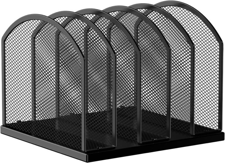 Gawerk 5-Section Vertical Desktop Organizer, 5-Section Mesh File Folder Stand Sorter for Office Home Classroom Organization