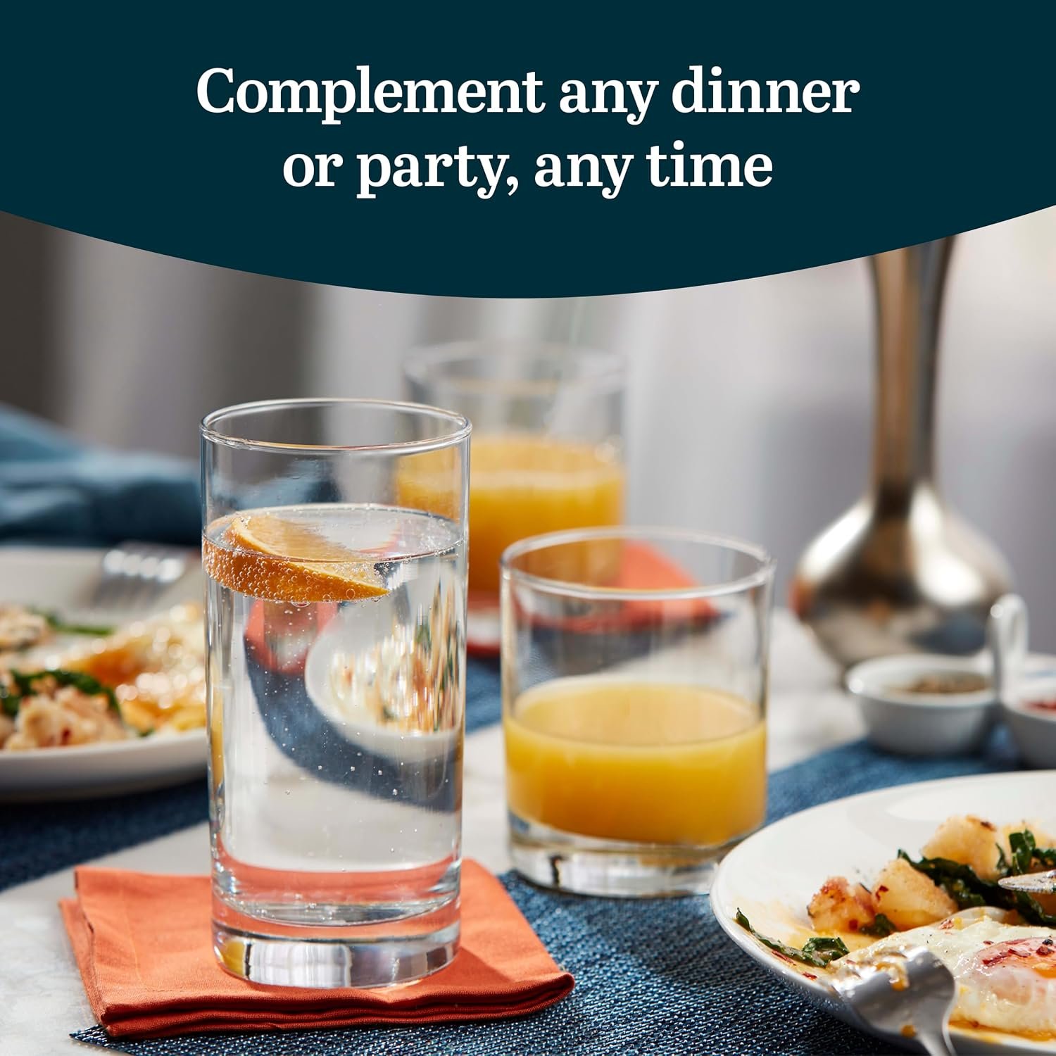 Libbey Province Tumbler & Rocks Drinking Glasses Set of 16, Tall Glass Cups - Image 2