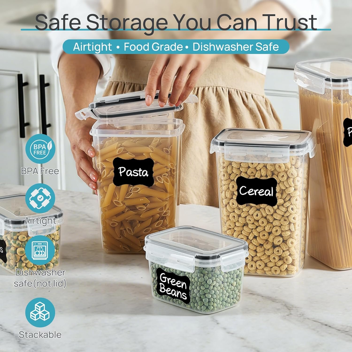 Vtopmart Airtight Food Storage Containers with Lids, 24 pcs, Black - Image 4
