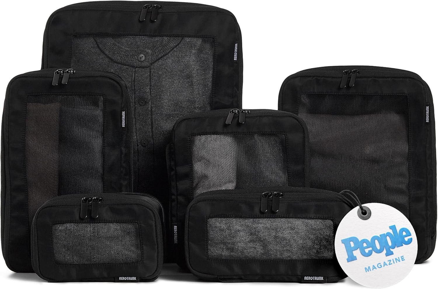 Aerotrunk Compression Packing Cubes for Travel, 6-Pack, Black