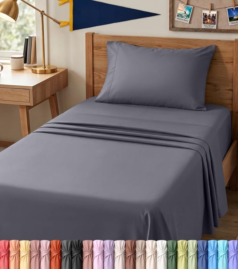 Twin XL Sheets Set, 3 Pieces 16" Deep Pocket Hotel Luxury Bed Sheets, Grey