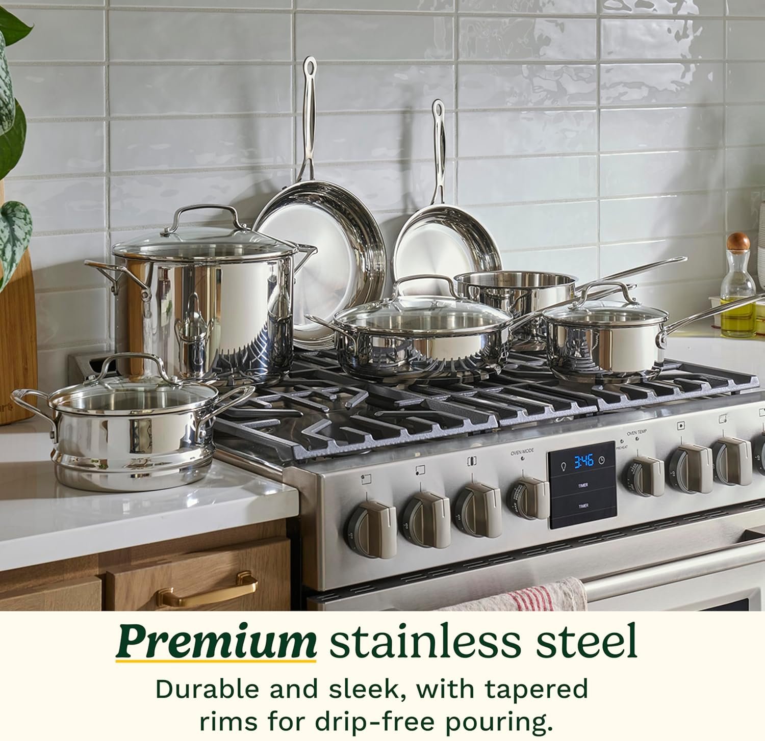 Cuisinart Chef’s Classic 11-Piece Stainless Steel Pots and Pans Set, Cookware Set Compatible with Induction, Electric, Gas Cooktops, Aluminum Core for Even Heat, Cool Grip Handles, Dishwasher Safe - Image 3
