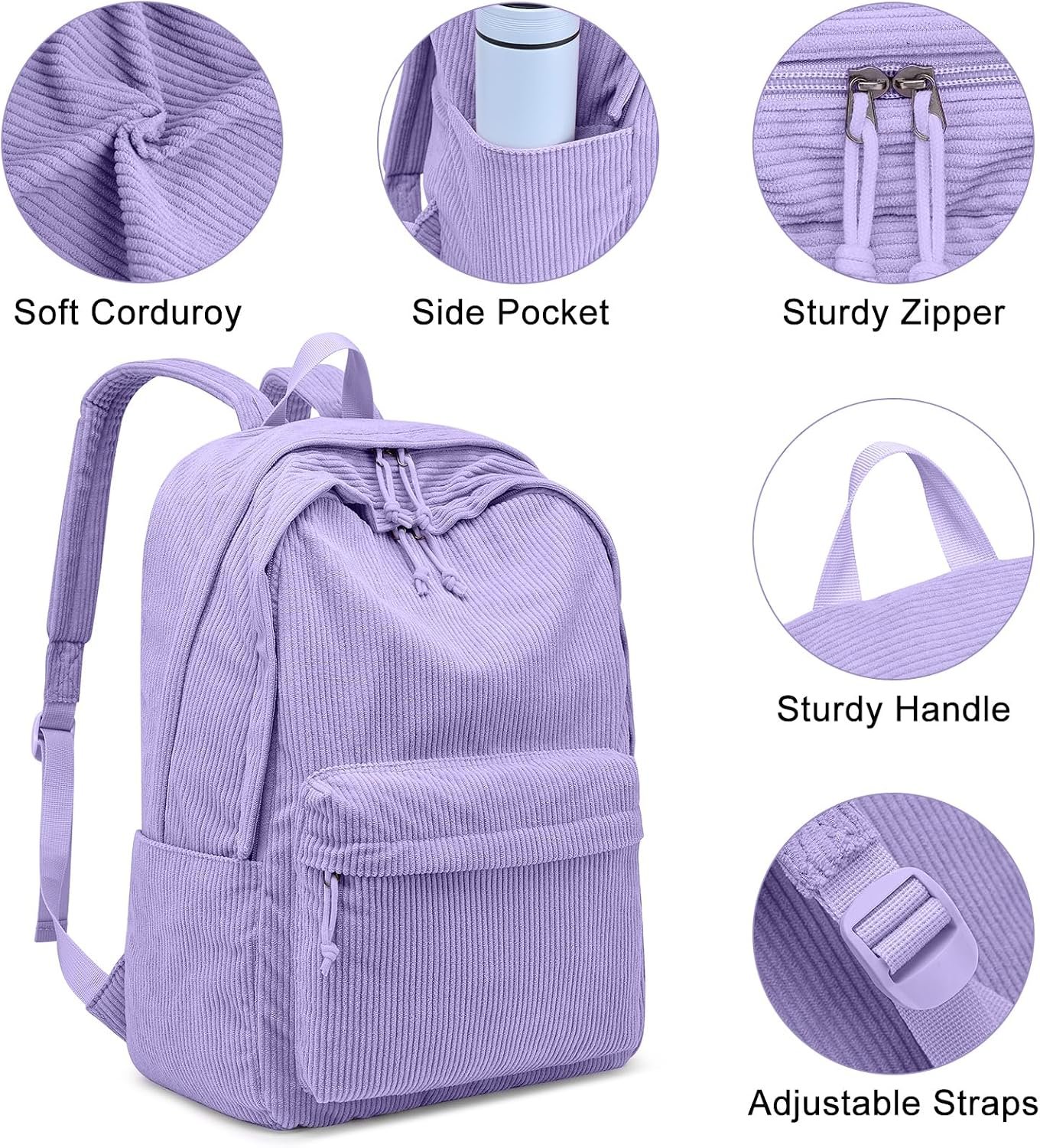 ZUBOND Girls Backpack, Lightweight School Bookbag for Teens, College Students Women & Men, Cute Large Laptop Backpack Fits 15.6 Inch Notebook - Image 2