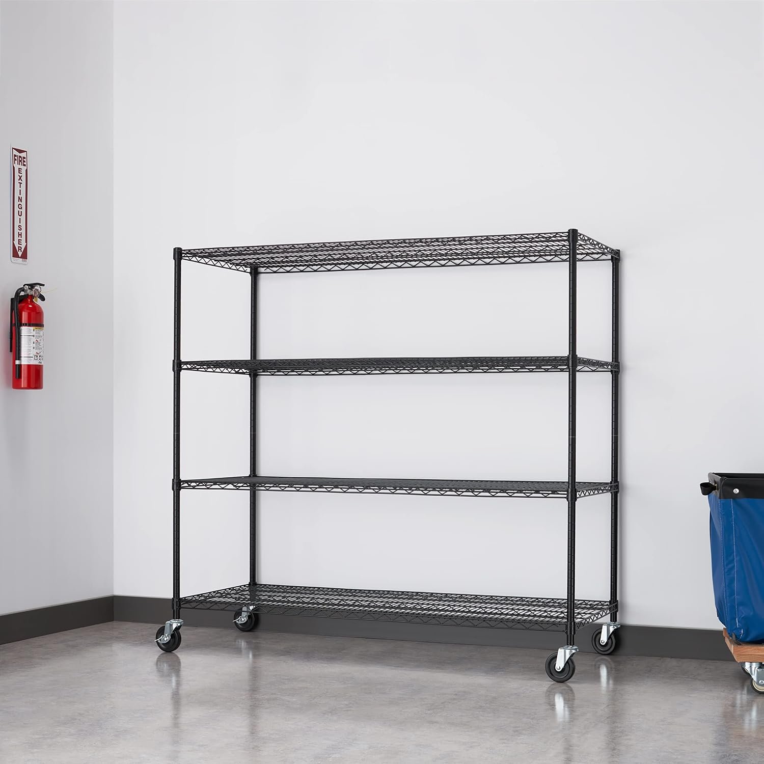 Trinity Basics 4-Tier Adjustable Wire Shelving with Wheels for Kitchen Organization, Garage Storage, Laundry Room, NSF Certified, 600 to 1800 Pound Capacity, 60” by 24” by 54”, Black - Image 8