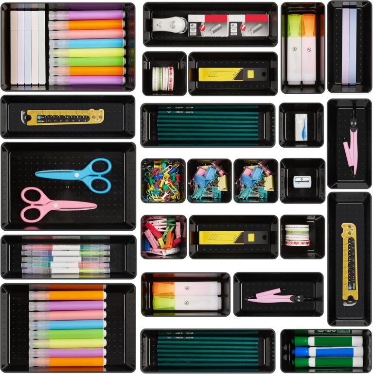 Vtopmart 25 Pack Plastic Drawer Organizers with Non-slip Rubber Pads
