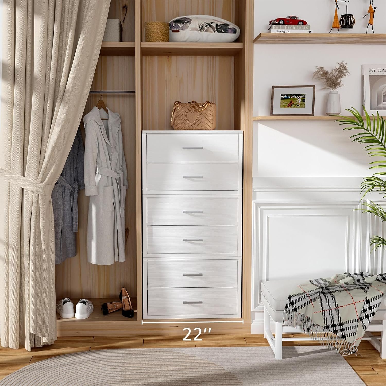 BOLUO Stackable Storage Drawers Closet Organizers and Storage Fabric White 2 Drawer Dresser for Bedroom 2 Packs Modern - Image 7