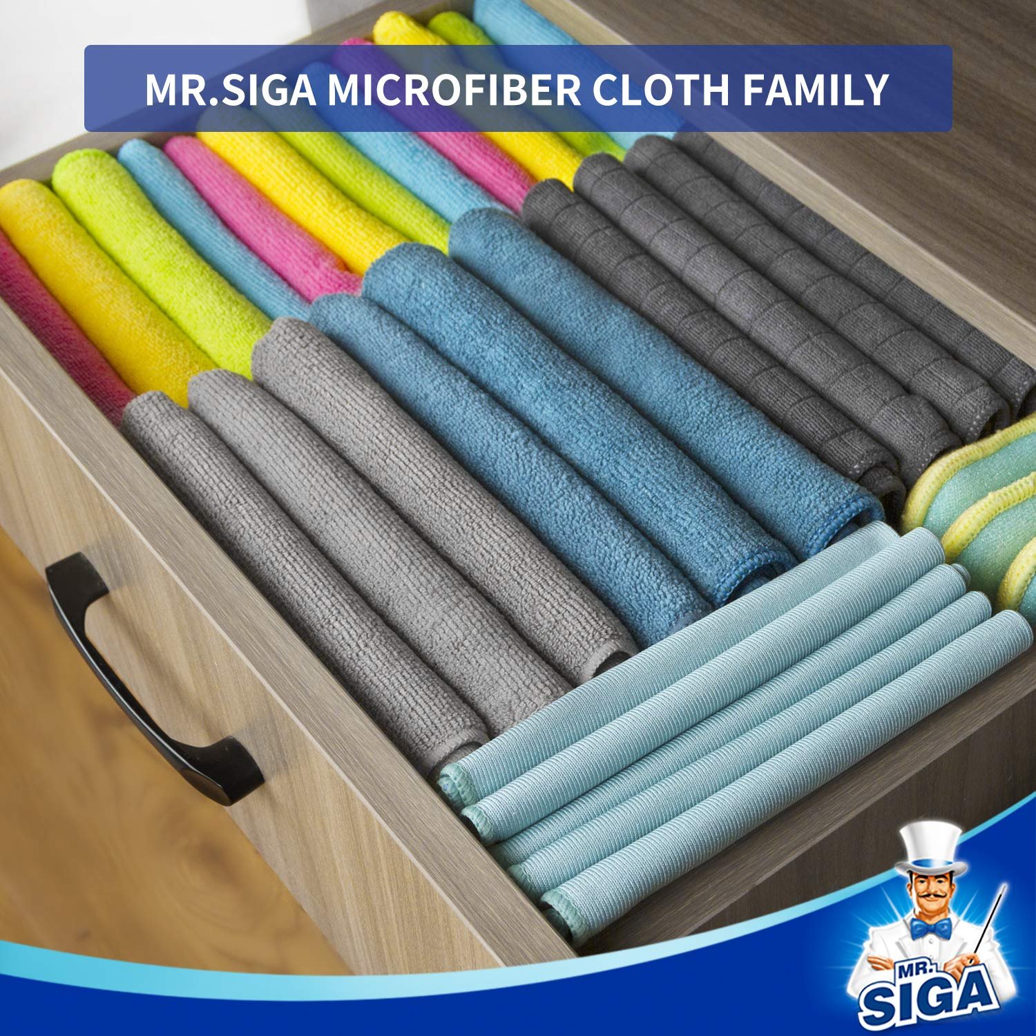 MR.SIGA Microfiber Cleaning Cloths, Streak Free Microfiber Towels, 12 Pack - Image 3