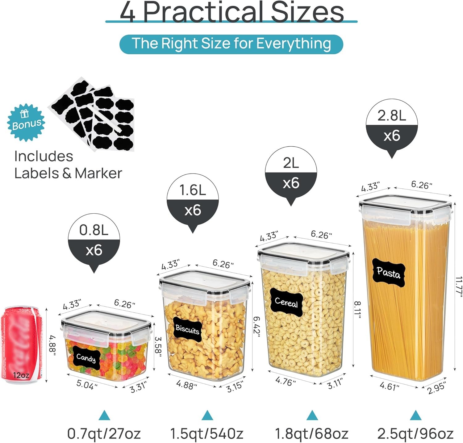 Vtopmart Airtight Food Storage Containers with Lids, 24 pcs, Black - Image 2