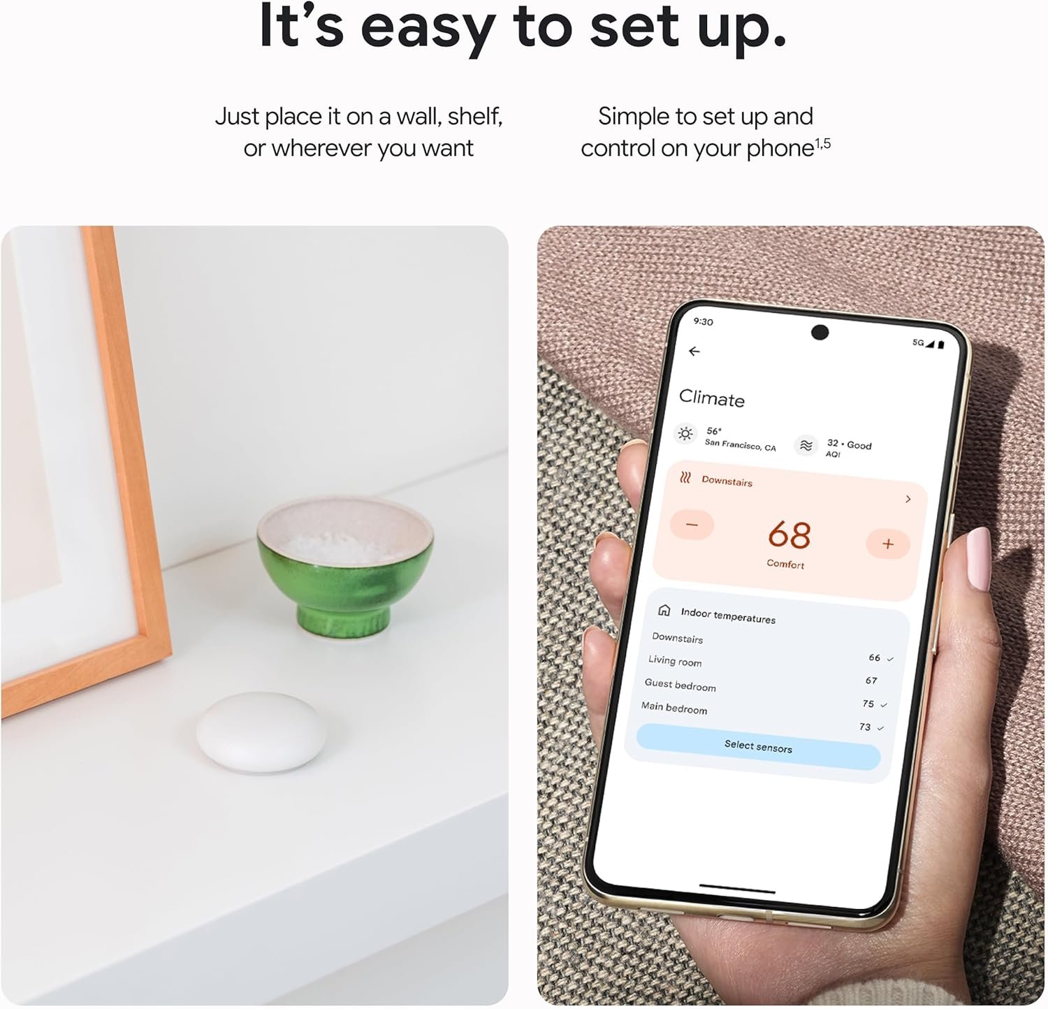 Google Nest Temperature Sensor (2nd Gen) - Room Comfort Sensor with Scheduling - Works with The Nest Learning Thermostat (3rd and 4th Gen) and Nest Thermostat E - Porcelain, White - Image 8