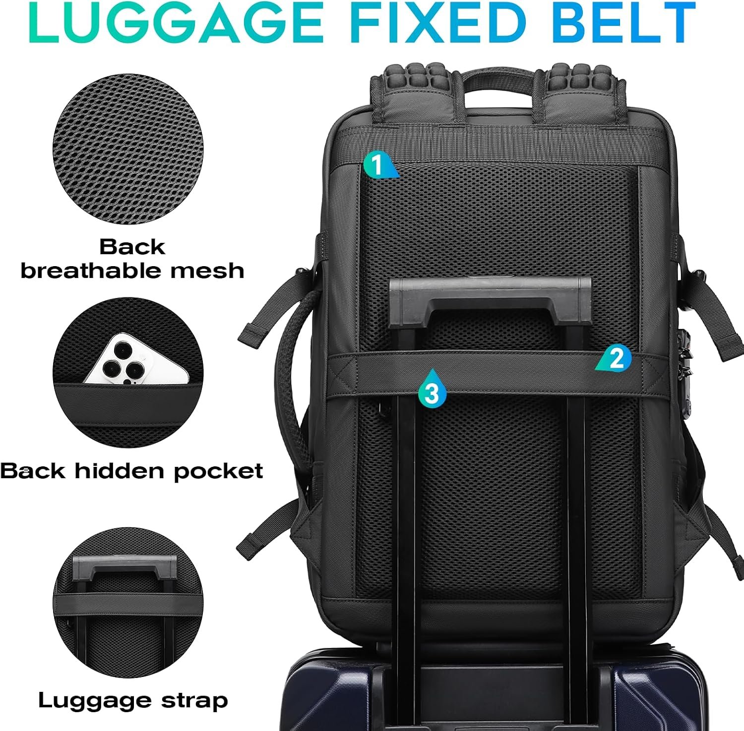BANGE Air Vacuum Backpack with Pump,Seal Air Packing Vacuum System Compression with Anti Theft Lock, Expandable Large Capacity Backpack for Travel… - Image 8