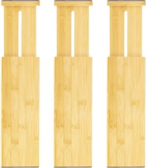 VaeFae 3 Pack Bamboo Drawer Divider...