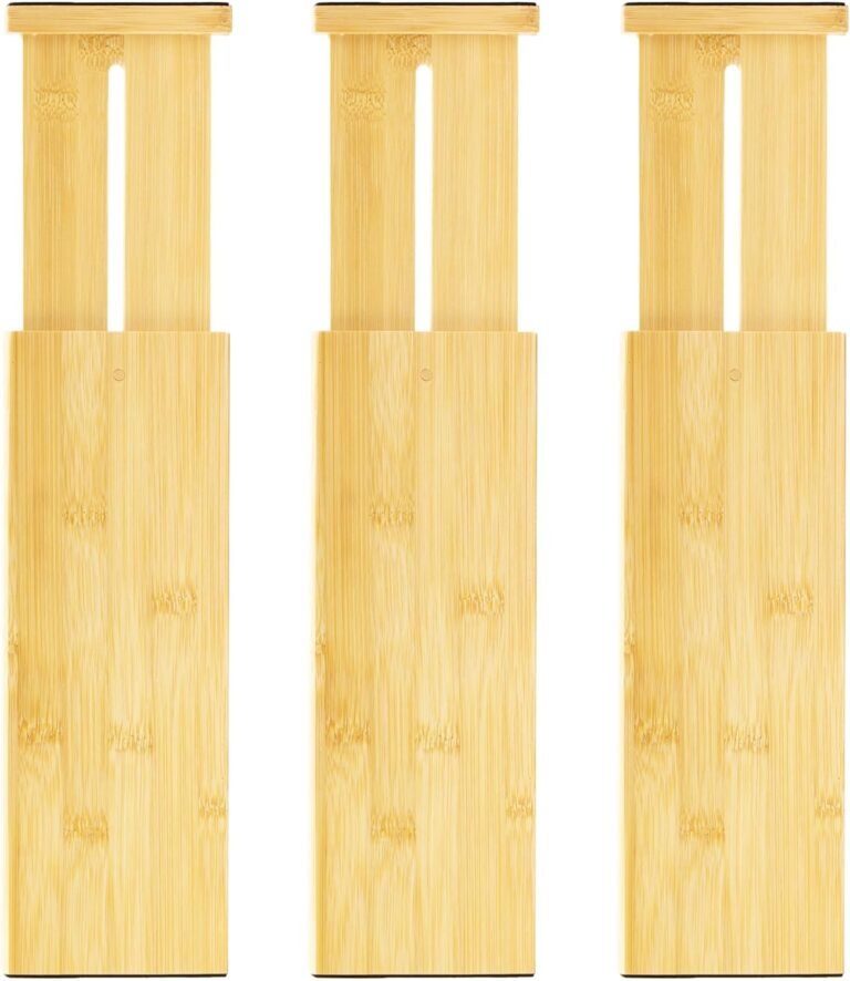 VaeFae 3 Pack Bamboo Drawer Dividers, 4" High Adjustable 11.9-17.1" Clothes Drawer Organizers, Expandable Separators for Bedroom/Bathroom/Kitchen/Office Storage