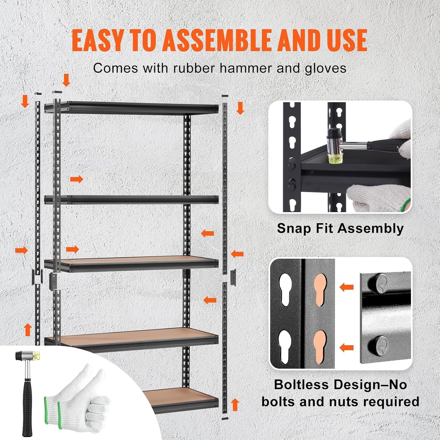 VEVOR Storage Shelves 5-Tier Adjustable 2000 lbs 48"x18"x72" Shelving Unit - Image 3