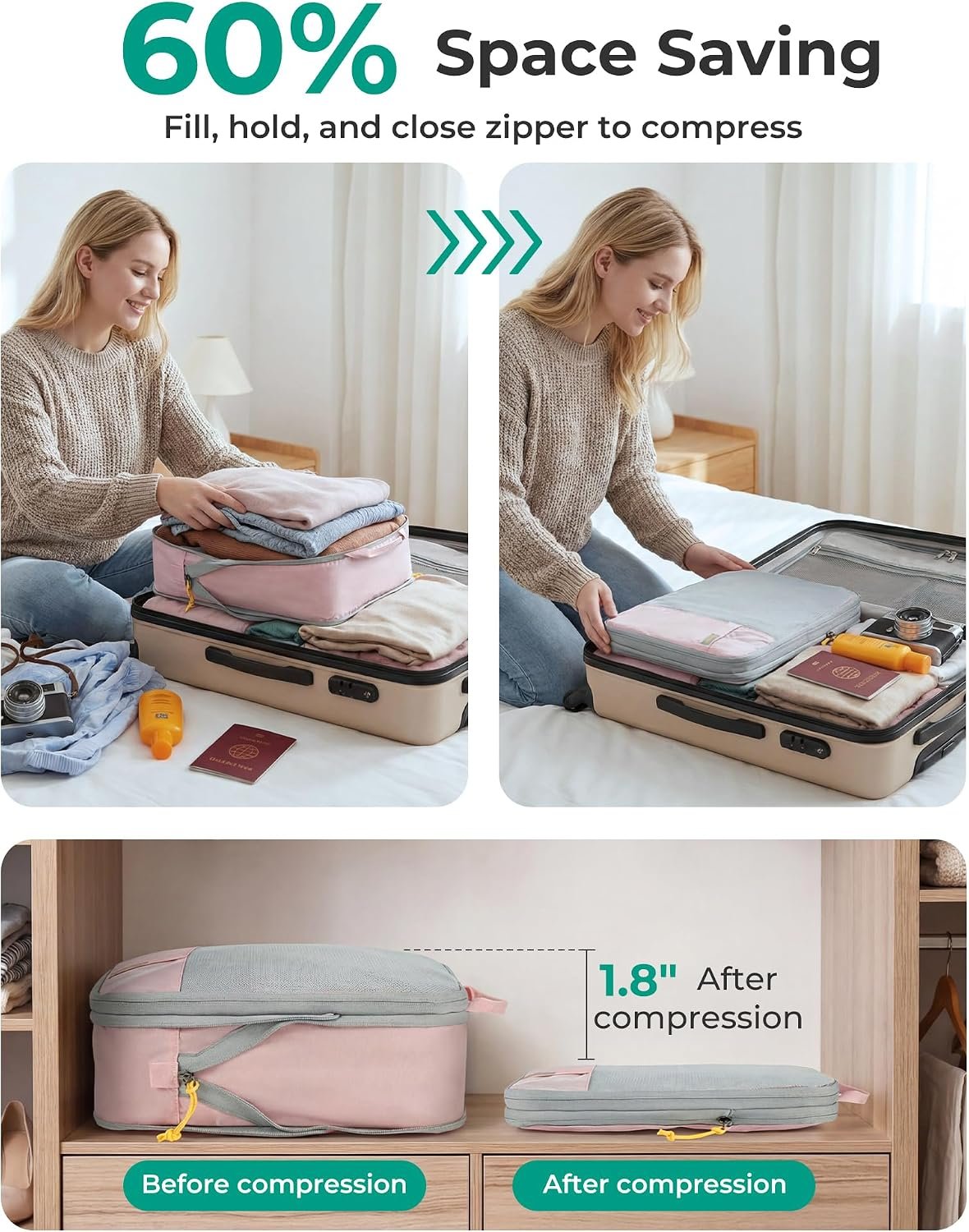 BAGSMART Compression Packing Cubes for Travel Essentials - Image 3