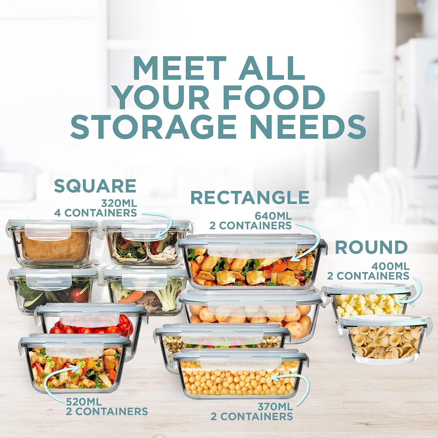 Razab 24 Pc Airtight Glass Food Storage Containers - Glass Meal Prep Containers - Freezer to Oven Safe - Steam Release Valve BPA Free - Airtight Bento Boxes - Leak Proof (12 lids & 12 Containers) - Image 7